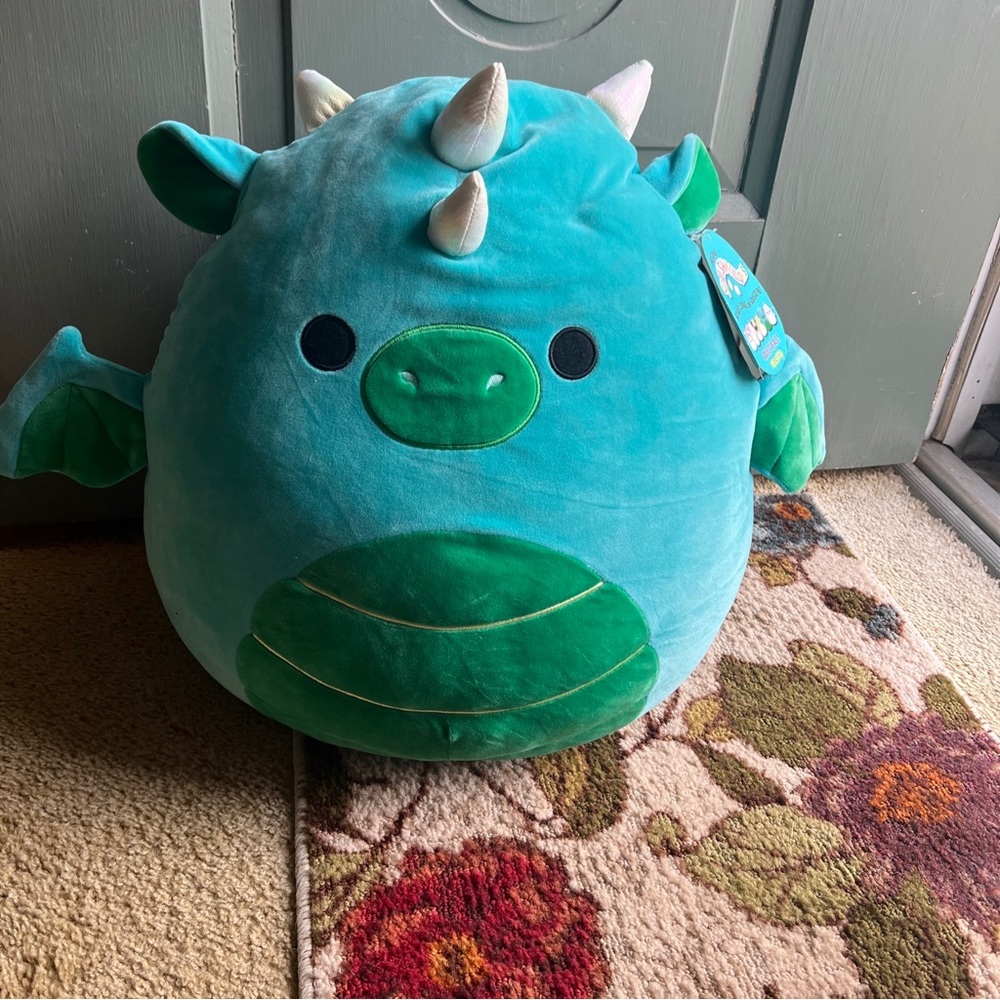 SQUISHMALLOW Dalton Dragon 16" XL Blue Green Plush ‘20 Q044 Stuffed Animal Large